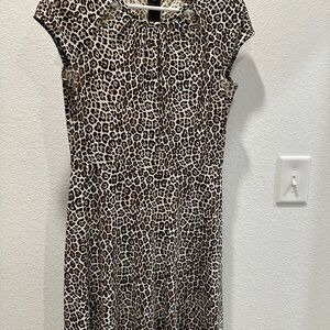 Leopard Print Cap Sleeve Dress